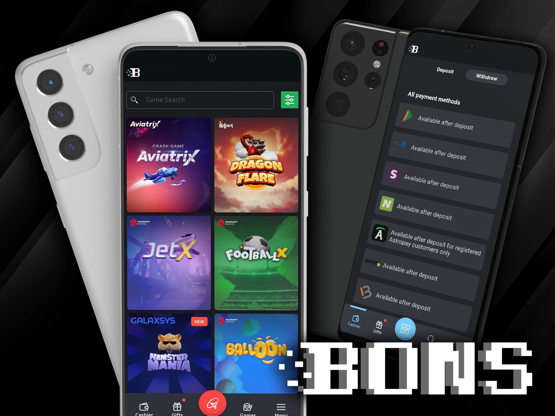 Android devices compatible with the Bons mobile app.