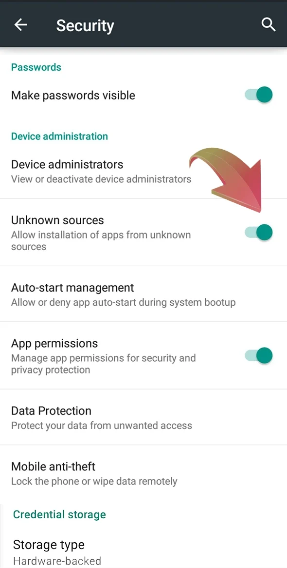 Enable installations from unknown sources to download the Bons APK.