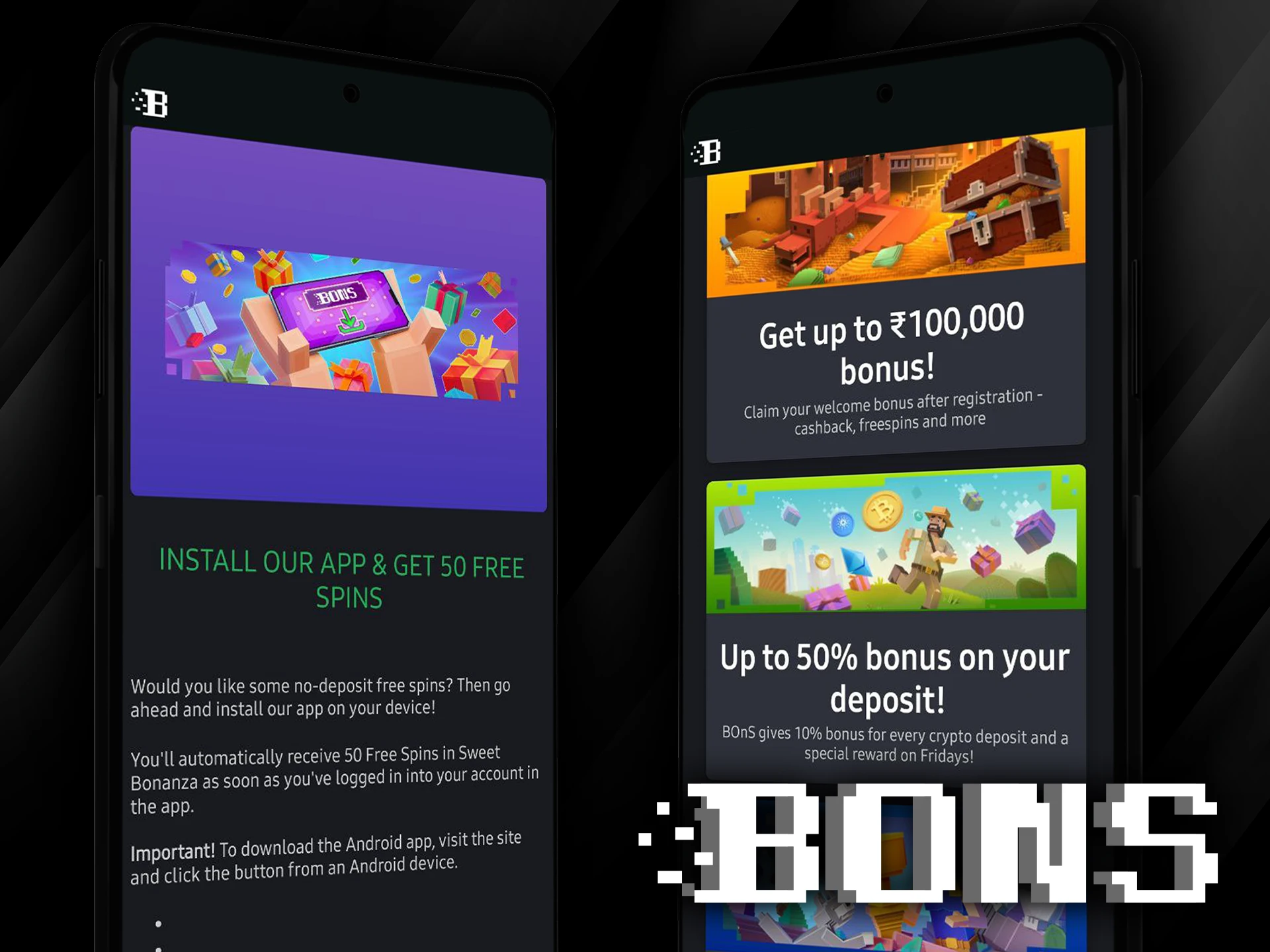 Here are the available bonuses and promotions at the Bons app.