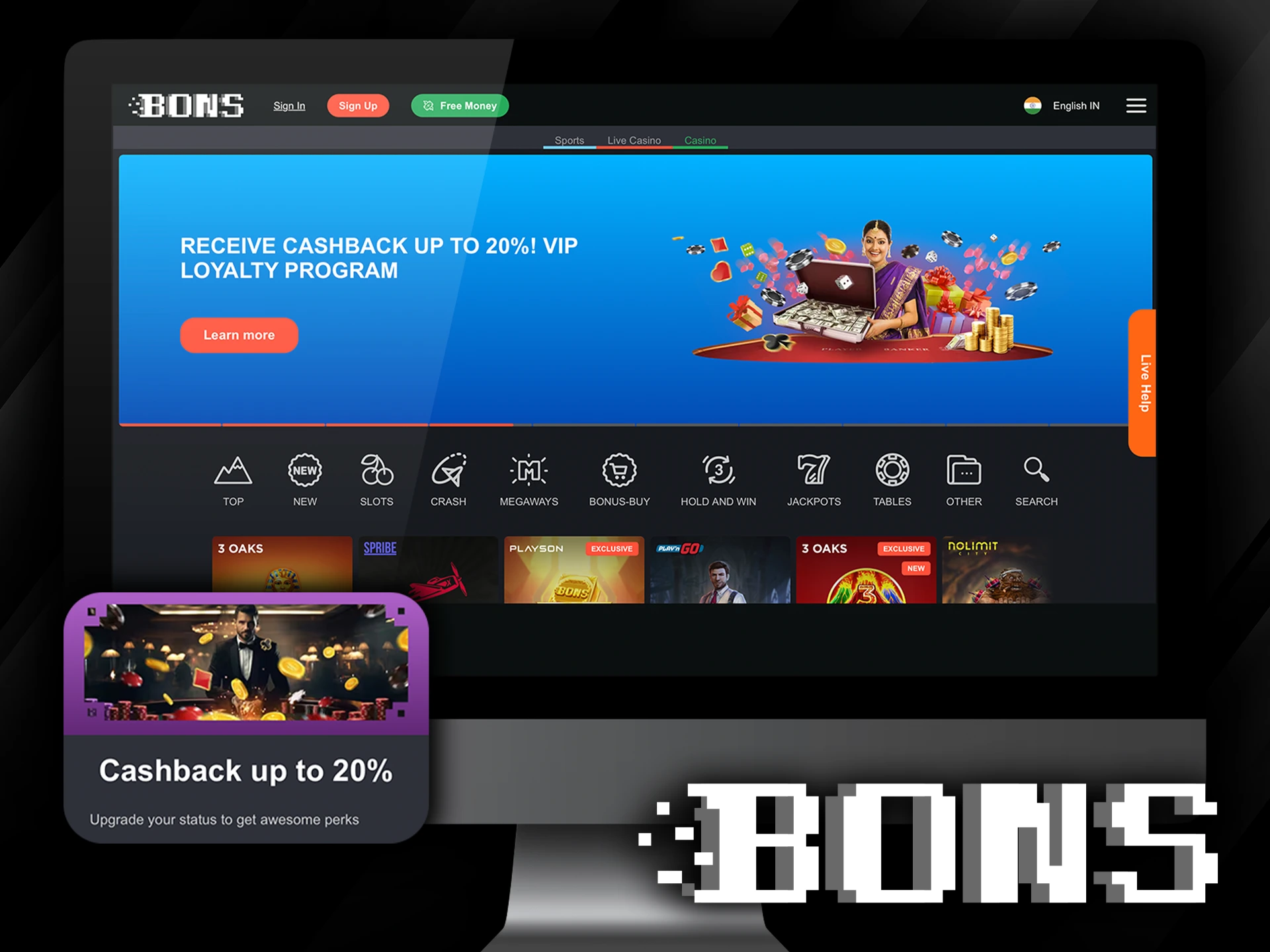 Earn cashback based on your betting activity on the Bons platform.