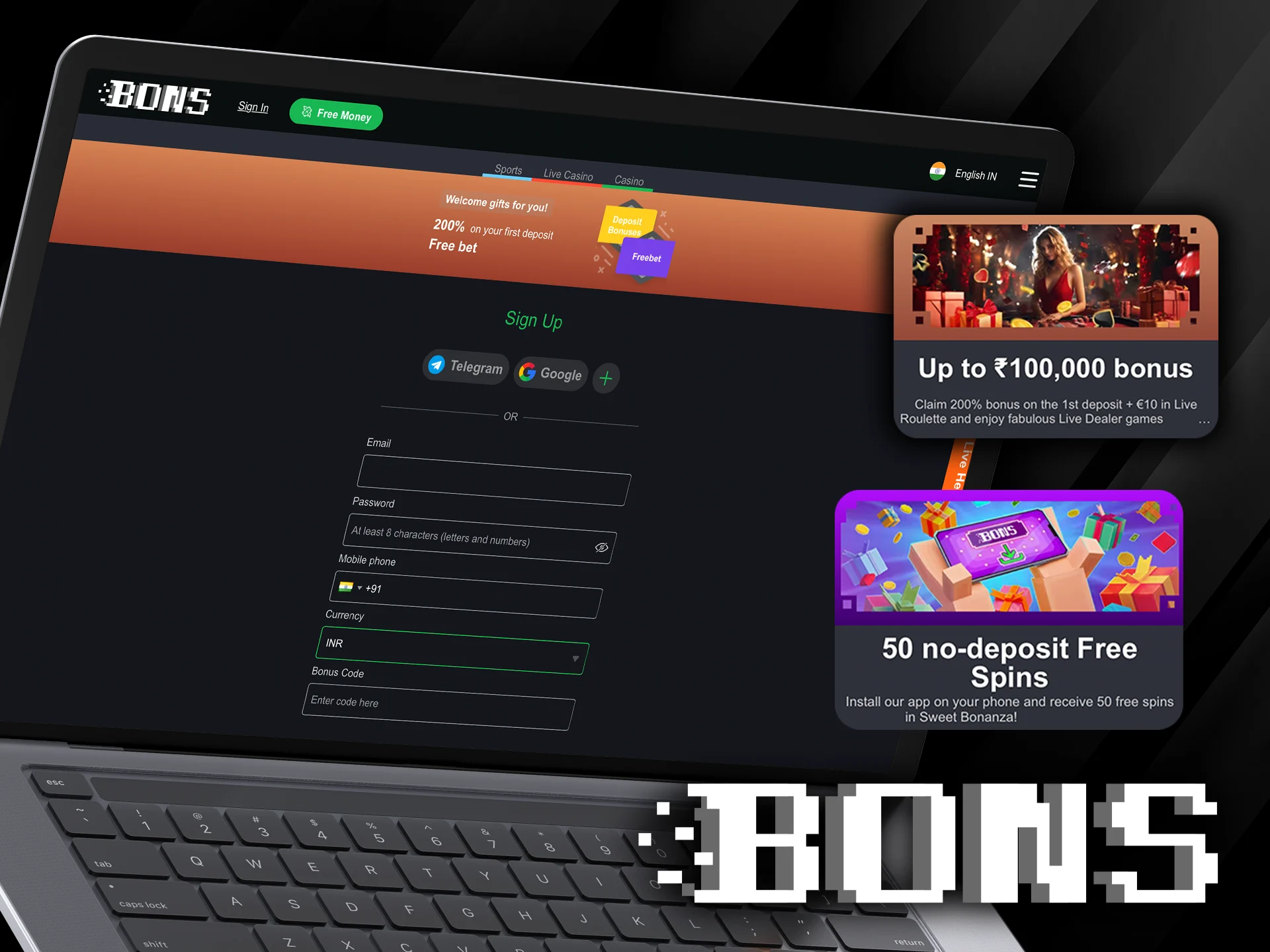 Follow these steps to claim a Bons casino bonus.