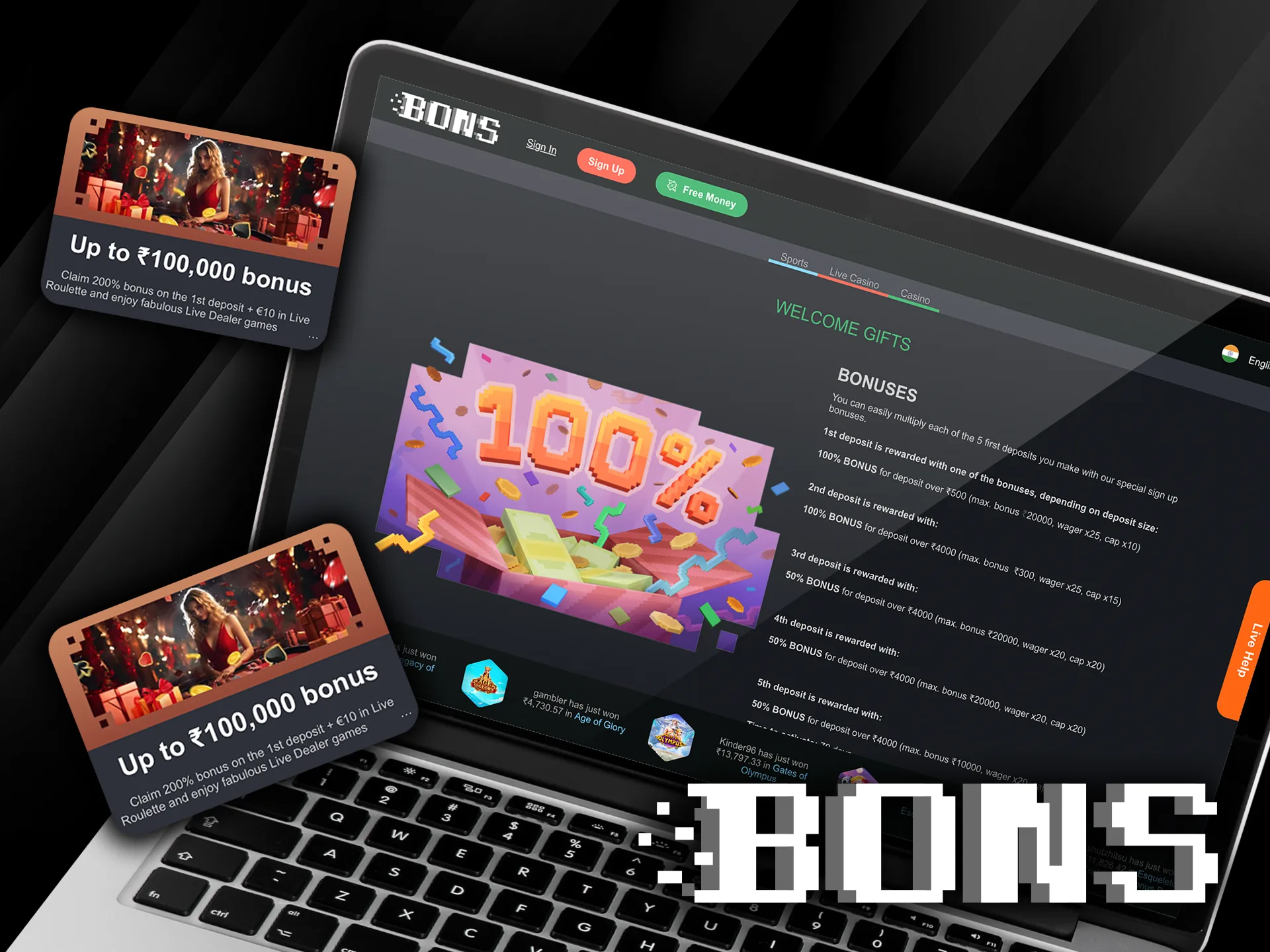 Bons Casino gives interesting welcome bonuses to new clients.