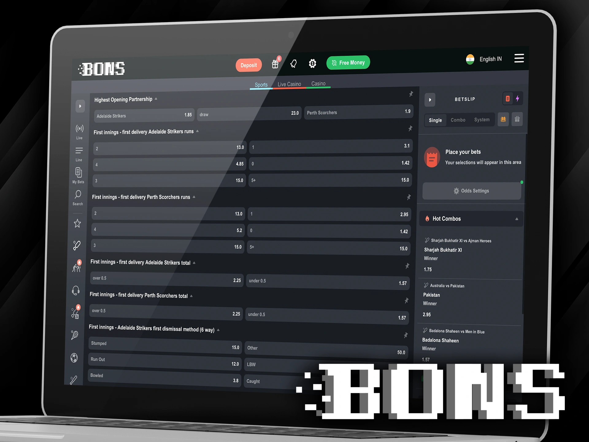 Bons uses many different types of betting odds.