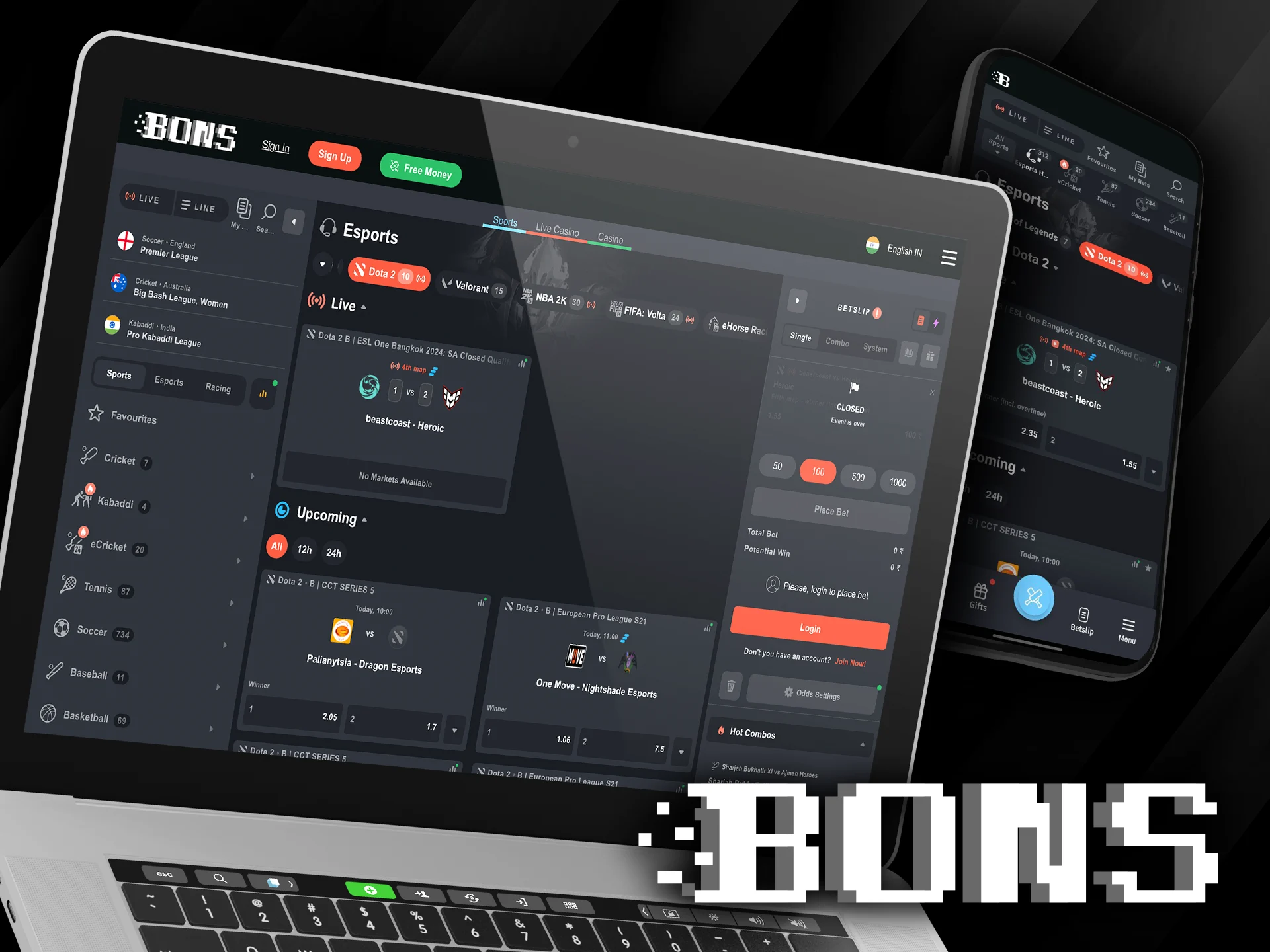 Place your bets on Dota 2 with a Bons platform.