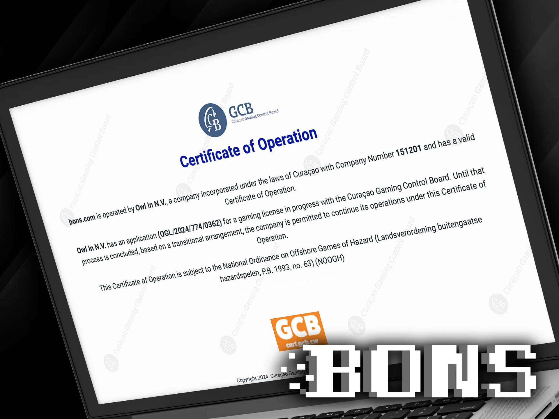 License and security measures on the Bons platform.