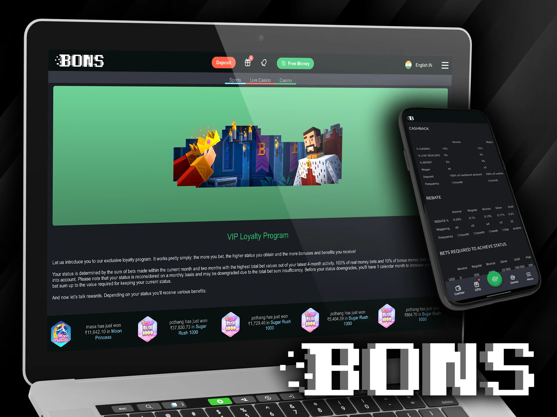 Bons VIP Loyalty Program rewards players based on their betting.