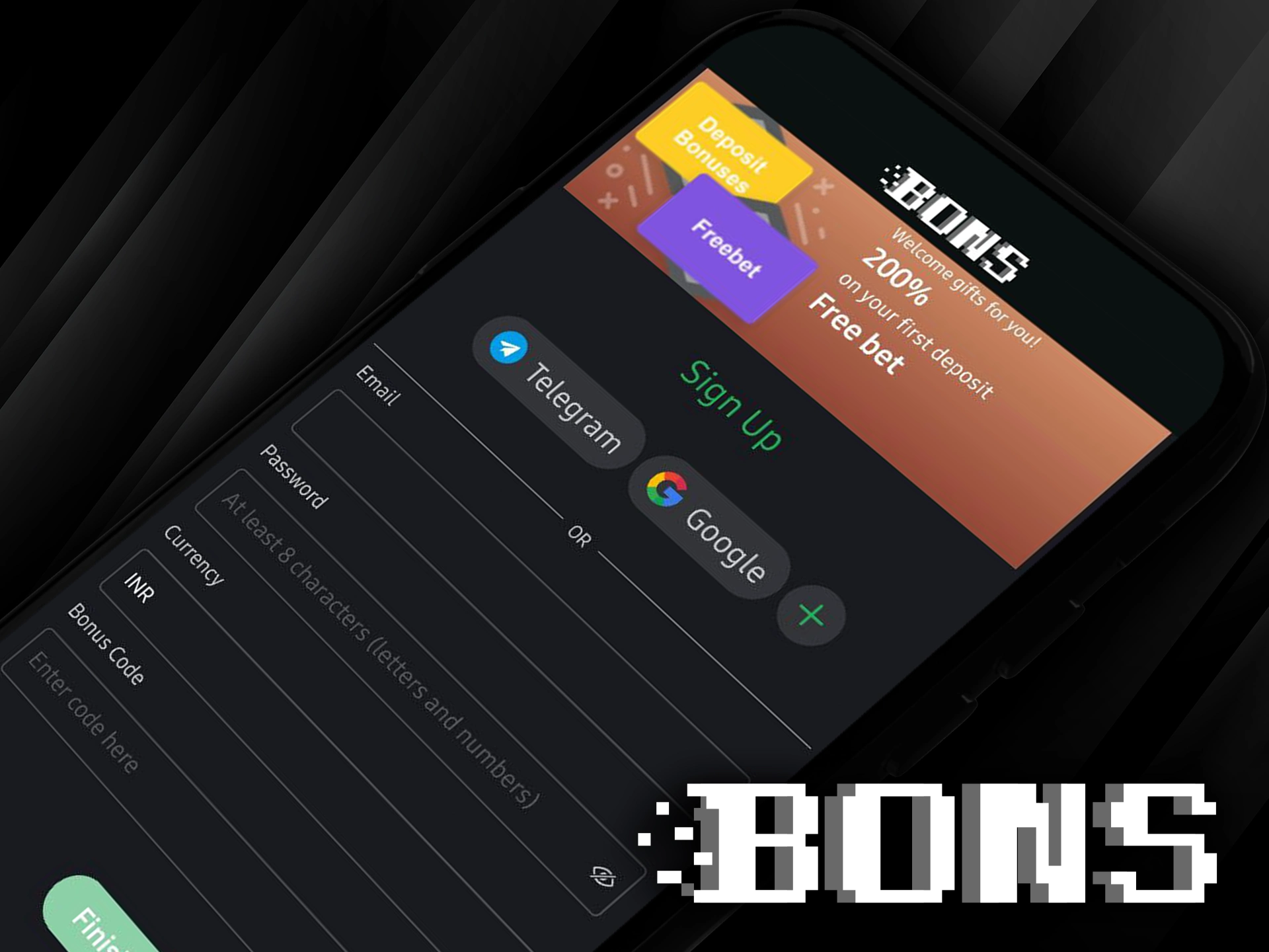 Setting up an account in the Bons app is quick and easy.