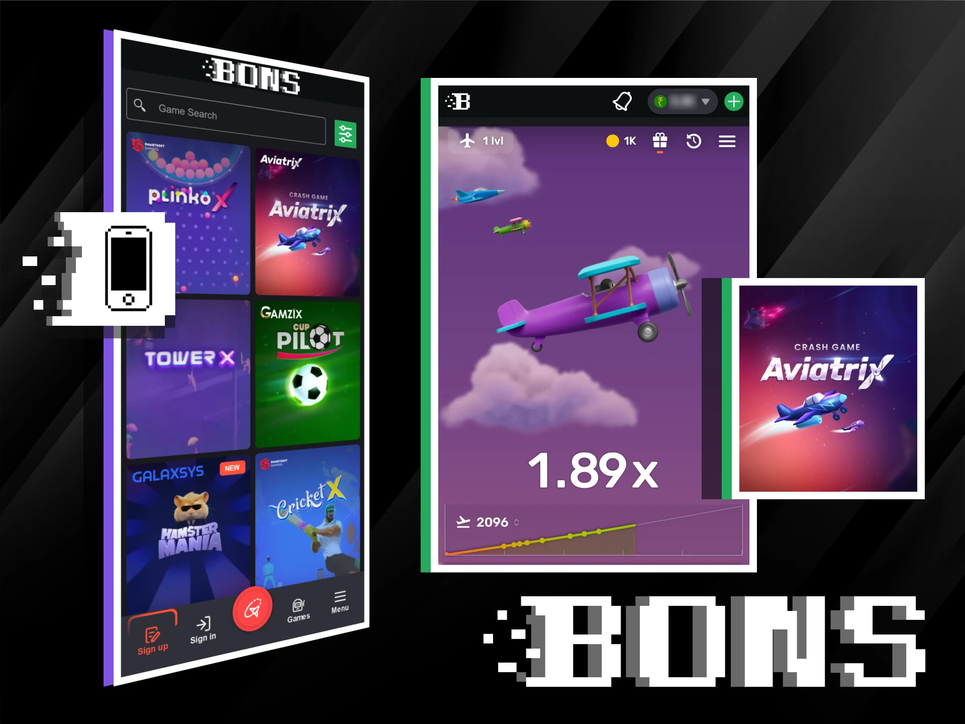 Enjoy crash games wherever you are with the Bons mobile app.