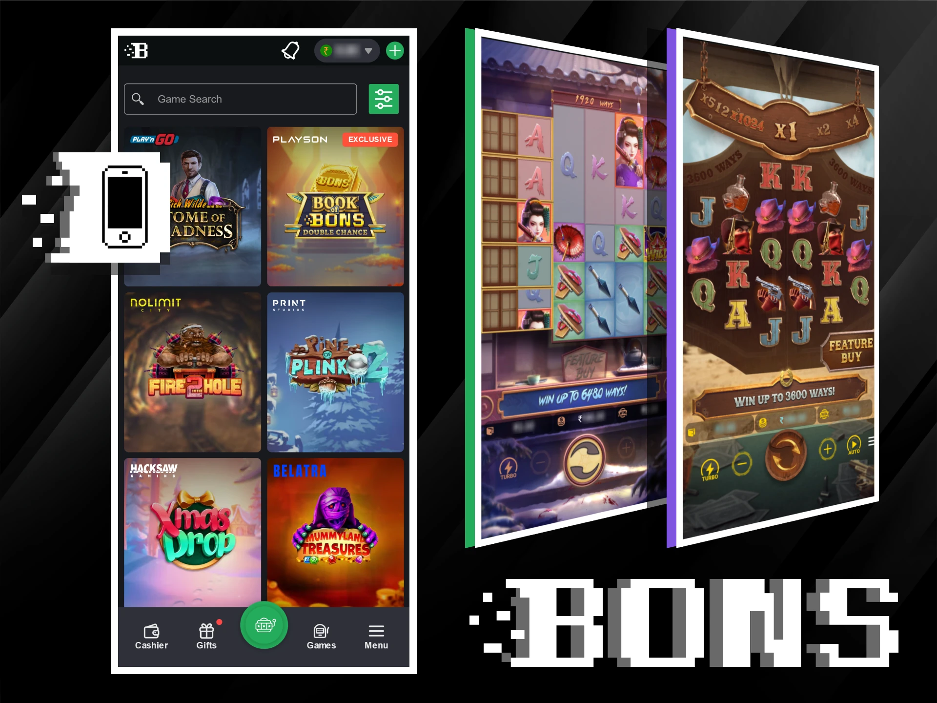 Download the Bons mobile app to enjoy playing slots on your phone.