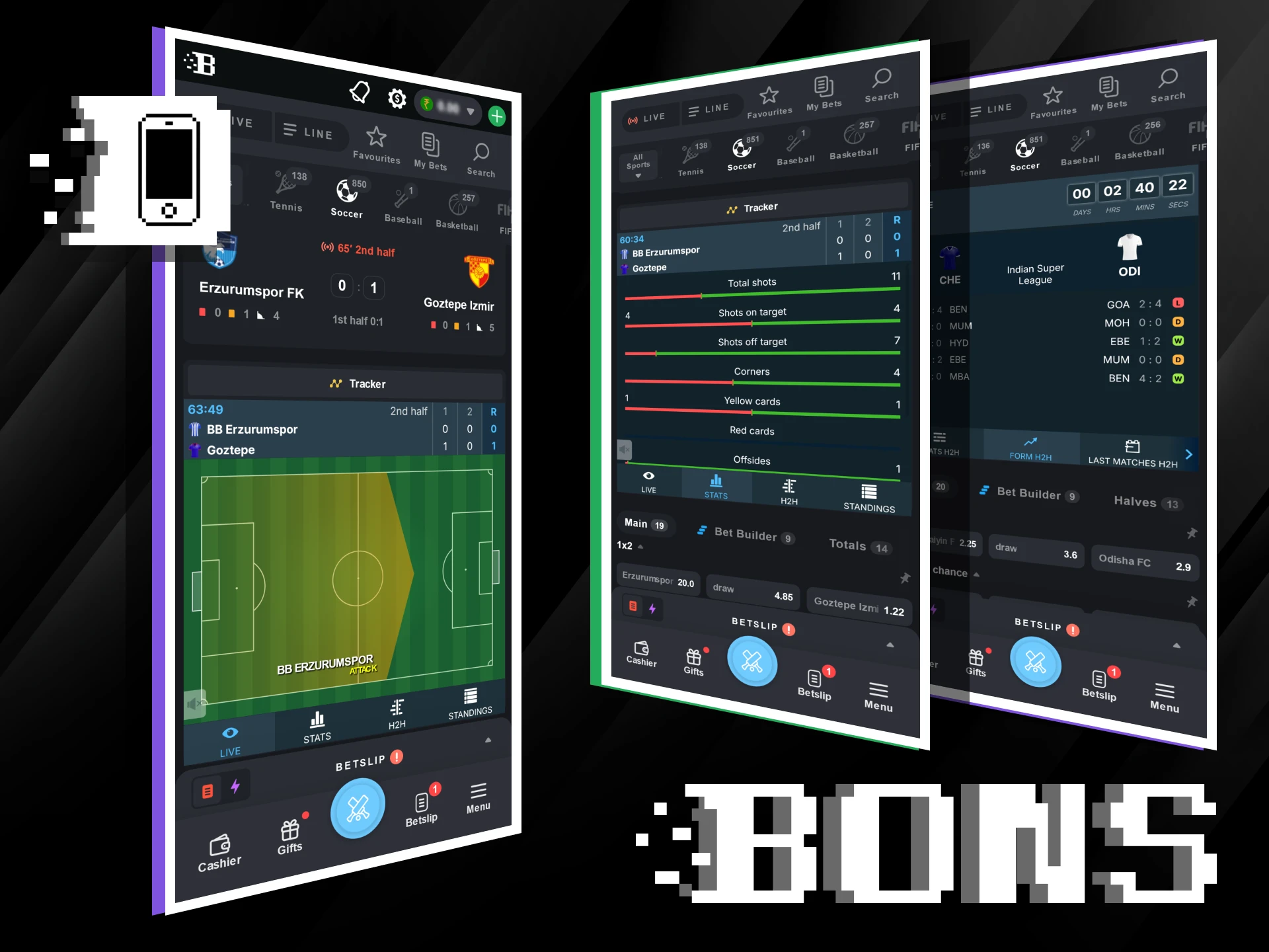 Download the Bons mobile app to place soccer bets wherever you are.