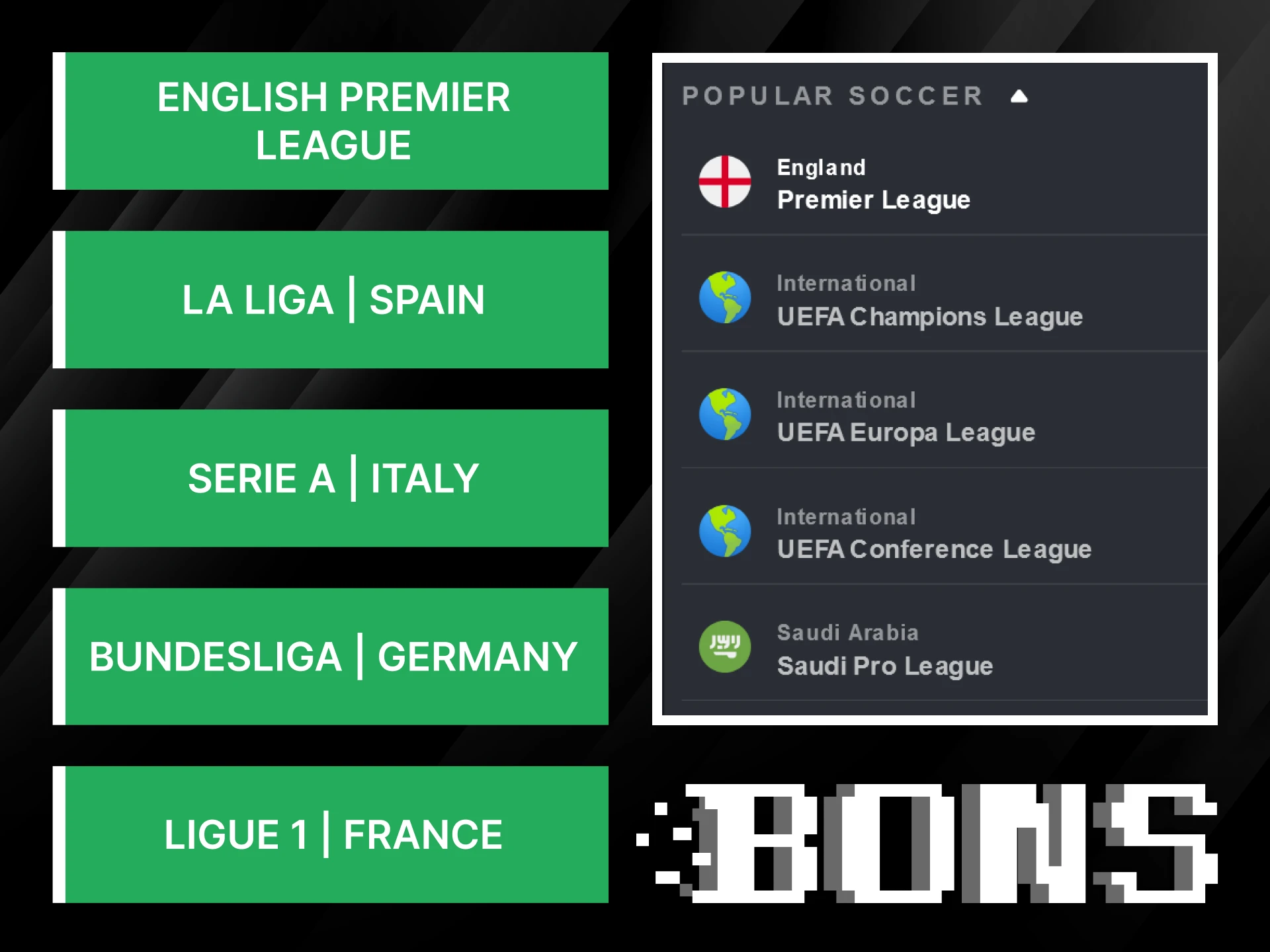 Explore the best worldwide soccer leagues to bet on with Bons.