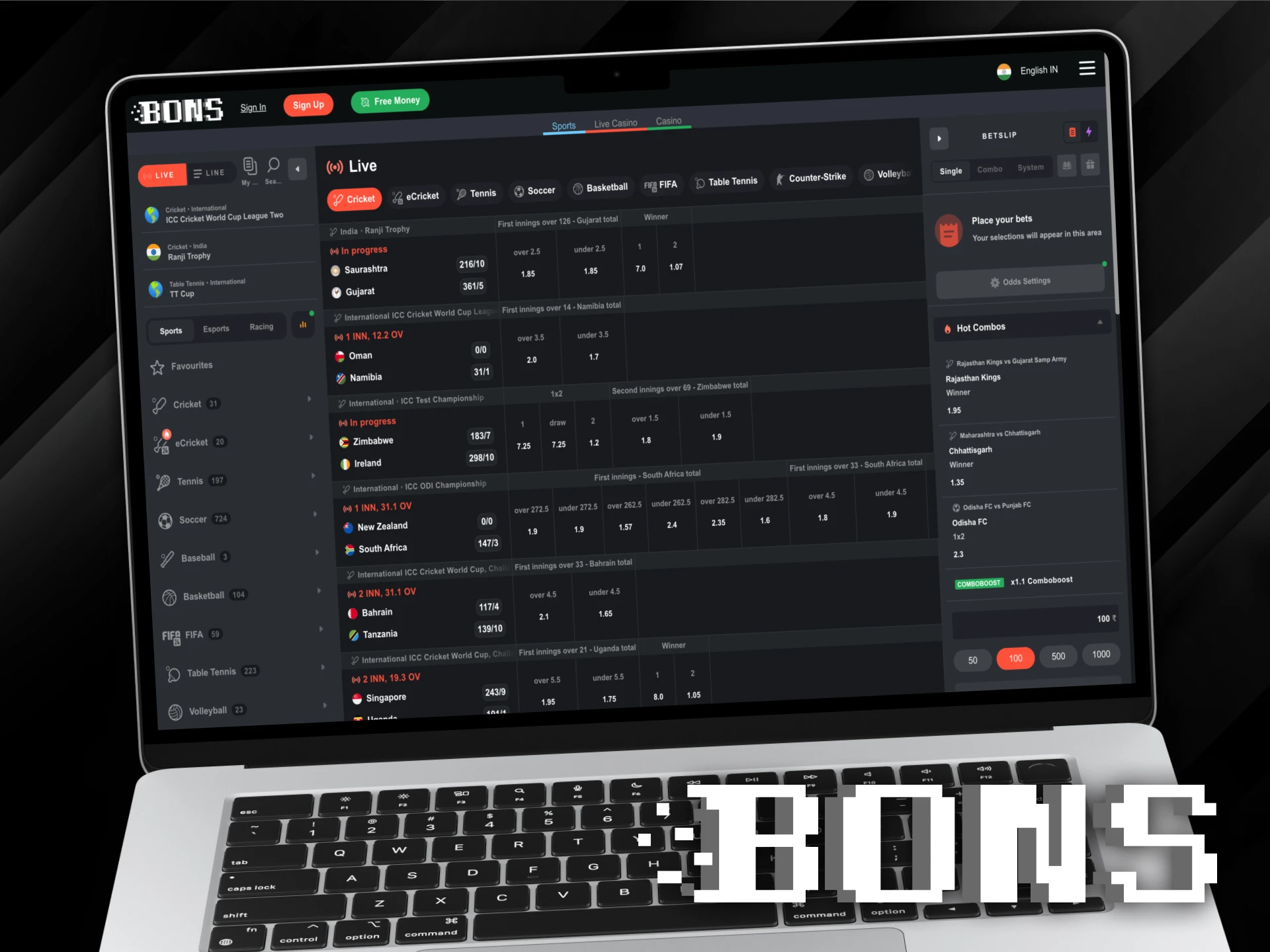 Bons betting platform offers live betting on IPL 2025 matches.