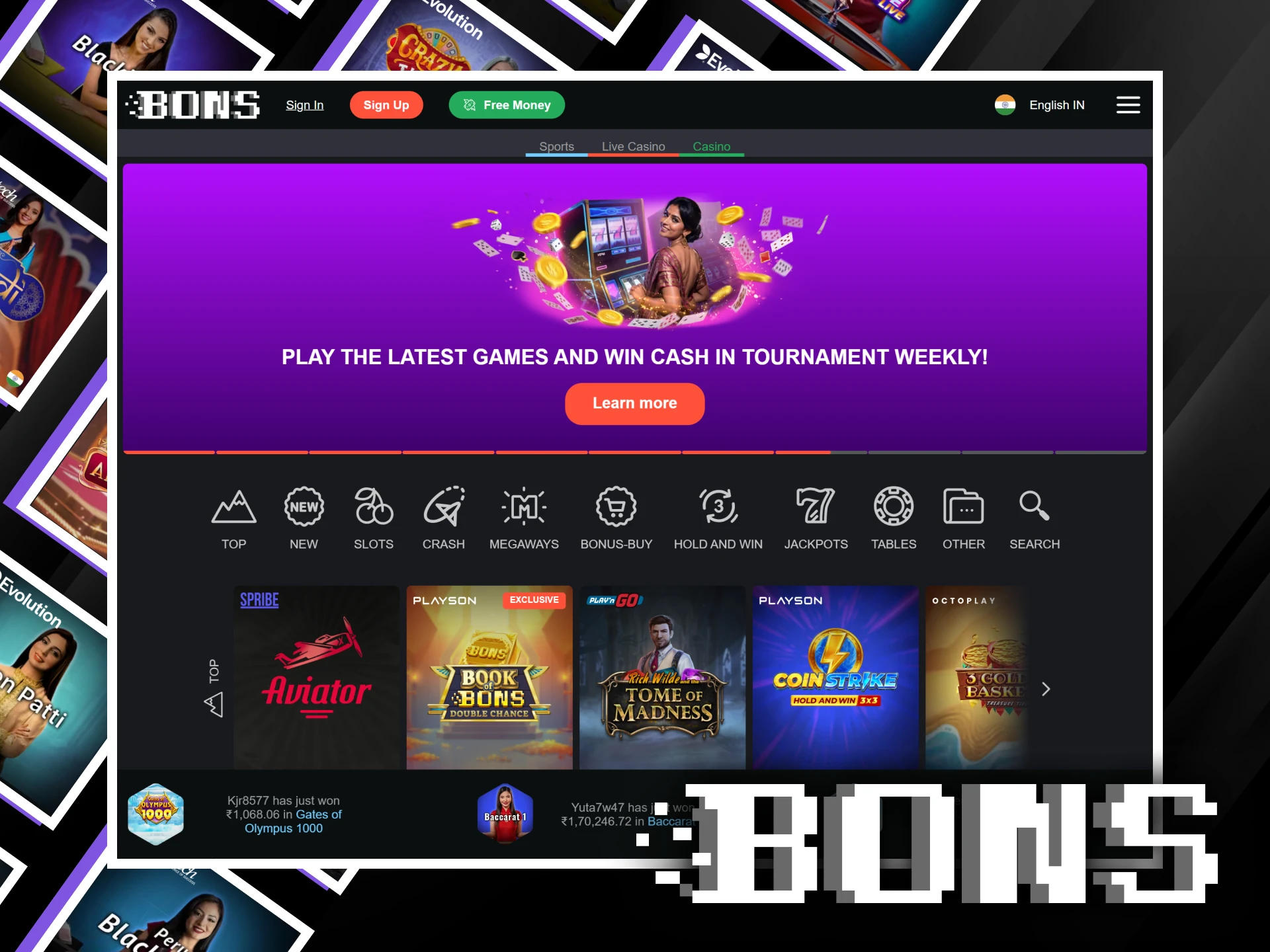 Discover diverse gaming choices and excellent promotions at the Bons online casino.